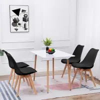 Sonstiges Ensemble de salle à manger comprenant une table et 4 chaises, forme rectangulaire, blanc et noir, dimensions 110x70 cm