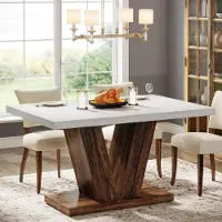 Tribesigns Table de salle à manger pour 4 personnes, 120 cm, en bois, style rustique, rectangulaire