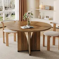Tribesigns Table ronde pour 4 personnes, style rustique, bois, vintage, couleur marron, diamètre 100 cm