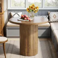 Tribesigns Table ronde pour 2 à 4 personnes, diamètre 80 cm, couleur marron, en MDF