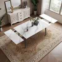 Sonstiges Table à manger extensible, effet marbre blanc, en matériau composite (sinterisé), dimensions 160-240 cm