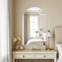 StarTech.com Miroir mural - Modèle en forme d'arc - Verre trempé - Résistant aux chocs - Reflet clair - Cadre en métal blanc - Fixation murale - 61 x 91 cm