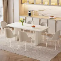 Sonstiges Table de salle à manger avec 6 chaises rembourrées, de couleur blanche, design moderne et gain de place