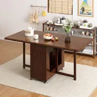 Sonstiges Table extensible en noyer, 150 cm, avec espace de rangement et roulettes, pour 2 à 6 personnes