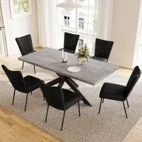 Sonstiges Table extensible pour 4 à 8 personnes, gris, en MDF, dimensions 130-170 x 85 x 76 cm