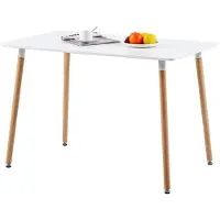 Sonstiges Table de salle à manger, rectangulaire, blanche, 110 x 70 x 73 cm, en MDF avec pieds en bois de hêtre