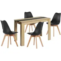 Sonstiges Ensemble de salle à manger comprenant une table rectangulaire en chêne de 110 cm et 4 chaises noires