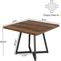 Tribesigns Table carrée de 80 cm, style industriel, pieds en métal, aspect rustique, couleur marron et noir, lot de 2