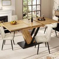 Sonstiges Table extensible pour repas, dimensions 120-160 x 75 x 75,5 cm, aspect bois, en MDF et avec structure en tube d'acier