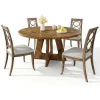 Sonstiges Table ronde en bois, de style rustique, de 120 cm de diamètre, couleur marron, pour 4 à 6 personnes (table uniquement)
