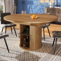 Sonstiges Table de salle à manger ronde extensible avec espace de rangement, table de cuisine pour jusqu'à 6 personnes, en noyer