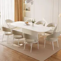 Sonstiges Table ronde blanche avec 8 chaises, diamètre 220 cm, coin arrondi, facile d'entretien