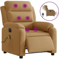 Syfax Fauteuil inclinable de massage électrique marron velours