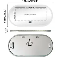 StarTech.com Miroir de salle de bain LED ovale - Miroir de maquillage - 120 x 60 cm - Haut-parleur Bluetooth - Affichage numérique - Anti-buée - Sans cadre - Montage mural