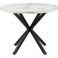 Sonstiges Table ronde de salle à manger, diamètre 100 cm, imitation marbre blanc et noir, avec pieds en métal, pour 4 à 6 personnes