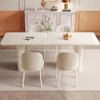 Sonstiges Table de salle à manger avec 4 chaises, dimensions 200 cm, couleur crème, angles arrondis, structure stable