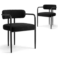 Puluomis Ensemble de 2 chaises de salle à manger avec accoudoirs, chaises de cuisine ergonomiques avec assise rembourrée, revêtues en polaire douce, capacité de charge de 120 kg, couleur noire