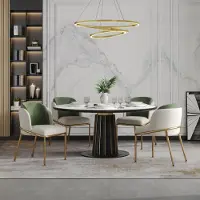 Great han Ensemble de 4 chaises de salle à manger, style moderne, pieds réglables, chaise de cuisine, chaise rembourrée, chaise pour salon, couleur verte et dorée, dimensions 55x55x85 cm