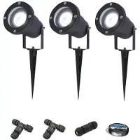 HOFTRONIC™ - Spots de jardin à piquet 4W 345lm 6500K IP65 Noir x3 Avec matériel d'installation (Câble & connecteur)