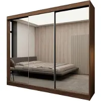 MargaretHadas24 Armoire Darix de 240 cm avec miroir, comprenant 3 portes coulissantes. Armoire coulissante (couleur : Noyer Warmia)