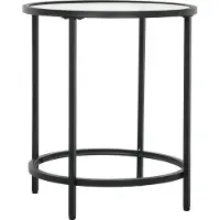 SUGIFT Table de chevet, table d'appoint ronde avec plateau en verre trempé, métal et verre, noire | Patins anti-rayures | Capacité de charge : 10 kg | Ø 48 x H 54,7 cm