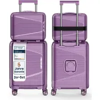 4FLY Ensemble de bagages à main à coque rigide , 2 pièces – valise cabine (54 x 36 x 19 cm) 30 L et trousse de toilette 18 L avec serrure TSA, port USB-C et roulettes doubles