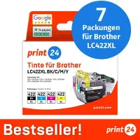 Print24 NOUVEAU : Cartouches d'encre pour Brother LC422XL, multipack (BK/C/M/Y), 7 pièces