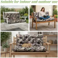 Topchances Coussin pour banc de jardin 150 x 100 x 10 cm, coussin d'assise d'extérieur pour banc de jardin (2 à 3 personnes), coussin rembourré pour balancelle, motifs de fleurs marron