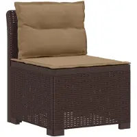 vidaXL : Canapé de jardin pour 1 personne avec coussins, imitation rotin, en plastique PP, couleur marron