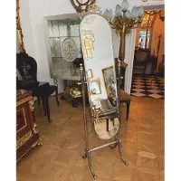 Casa Padrino Miroir mural baroque de luxe , argenté/doré, hauteur 165 cm. Miroir pivotant. Meuble de style baroque. Fabriqué en Italie