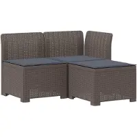 vidaXL : Canapé de jardin 3 places avec coussins, imitation rotin, plastique PP, gris clair