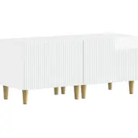 vidaXL : Meuble TV haut de gamme, blanc brillant, en panneaux de particules