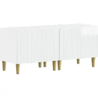 vidaXL : Meuble TV LED, 5 pièces, blanc brillant, fabriqué en bois composite