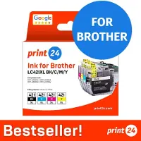 Print24 NOUVEAU : Cartouches d'encre pour Brother LC421XL, Multipack (BK/C/M/Y), 1 pièce