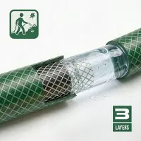 Home Markt24 Tuyau d'arrosage, kit avec pistolet et raccords Green Line, 1/2", en caoutchouc, 3 couches, 30 mètres