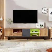 Sonstiges Meuble TV avec éclairage LED, en bois, 190 cm, coloris bois