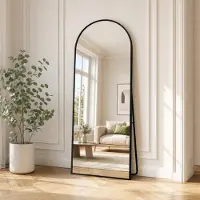 UnboxG , miroir de corps entier de 164x54 cm, noir, miroir incurvé avec cadre en aluminium, miroir de courtoisie en verre de sécurité, peut être posé au sol ou fixé au mur