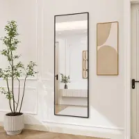UnboxG , miroir de corps entier de 177x77 cm, noir, miroir autoportant et mural avec cadre en aluminium, en verre de sécurité, idéal comme miroir de salle de bain ou miroir de chambre