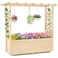 Bauhaus Bordure de jardin surélevée en bois avec toit, référence 21101600, dimensions 119 x 40 x 17 cm, couleur naturelle