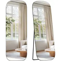 BellaFurn Miroir de pleine longueur, bords arrondis, couleur noire, verre trempé, dimensions 160 x 50 cm