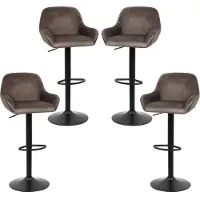 Supfine Tabouret de bar en velours, modèle "4er-Set", style bistrot, hauteur réglable, couleur marron