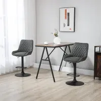 SUGIFT Ensemble de 2 tabourets de bar, réglables en hauteur, avec dossier, revêtus en similicuir, couleur gris foncé. Hauteur d'assise : 63–83 cm. Capacité maximale : 110 kg. Structure en acier