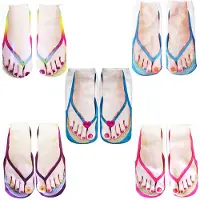 Jojomino Lot de 5 paires de chaussettes tongs à motif 3D pour femme, chaussettes de course confortables et amusantes, coupe basse et personnalisée
