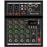 Melitt Console de Dj Numérique Portable Professionnelle GAX-A4 avec Bordure de Mixage USB Chant en Direct Mélangeur Audio 4 Canaux Noir
