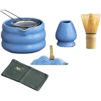 Jojomino Service à thé matcha japonais 7 pièces, kit matcha avec bol à matcha (avec bec verseur), fouet à matcha, support à fouet et passoire