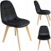 Jumi Chaise de cuisine COLIN en velours, idéale pour le salon et la salle à manger, couleur noire