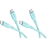 Goobay Ensemble de 2 câbles USB-C en silicone, 1,5 m, turquoise -