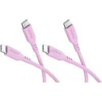 Goobay Ensemble de 2 câbles USB-C en silicone, 1,5 m, rose -