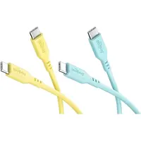 Goobay Lot Tropic Glow : 2 câbles USB-C en silicone, 1,5 m, jaune-turquoise (1.50 m, USB 2.0, 60 W)