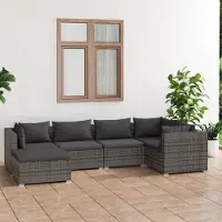Prolenta Maison Exclusive - Ensemble salon de jardin 6 pièces avec coussins en polyrotin gris